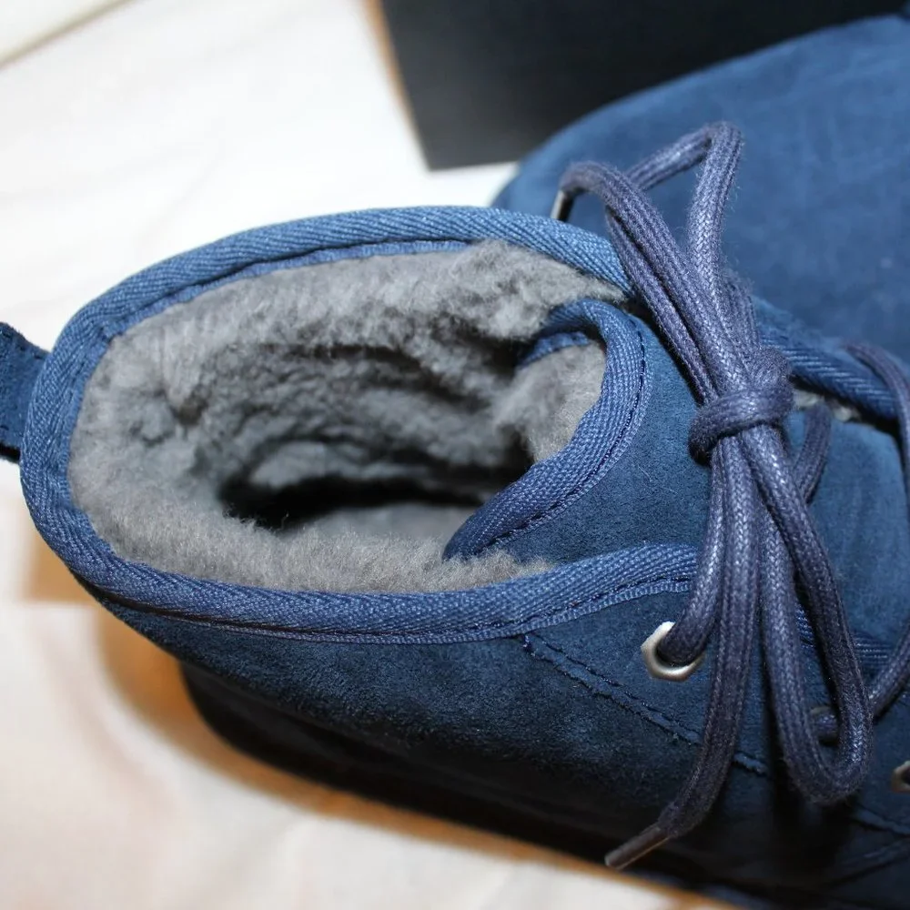 NIB‎ UGG MEN'S NEUMEL SUEDE SHEARLING LINED CHUKKA WINTER BOOTS NAVY BLUE