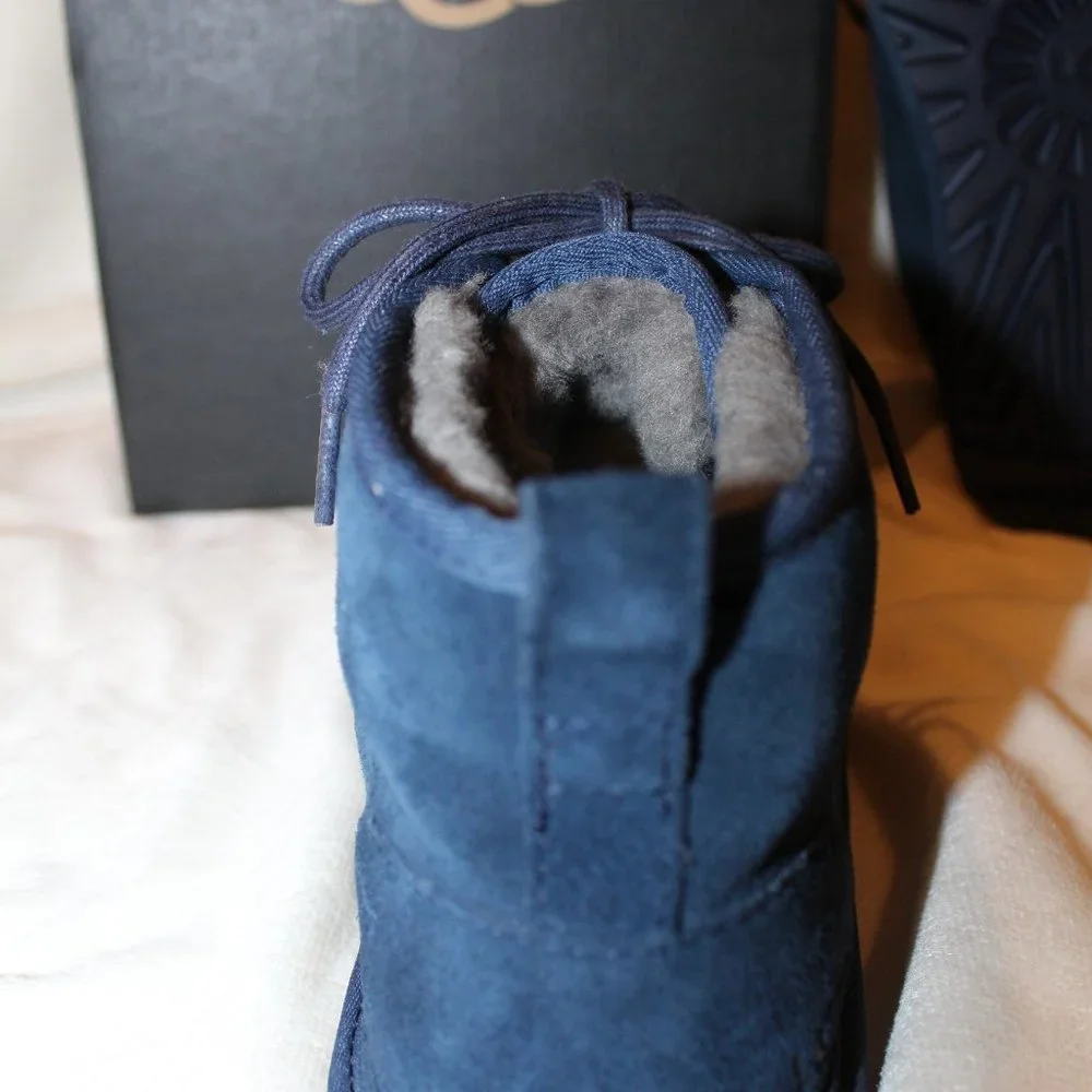 NIB‎ UGG MEN'S NEUMEL SUEDE SHEARLING LINED CHUKKA WINTER BOOTS NAVY BLUE