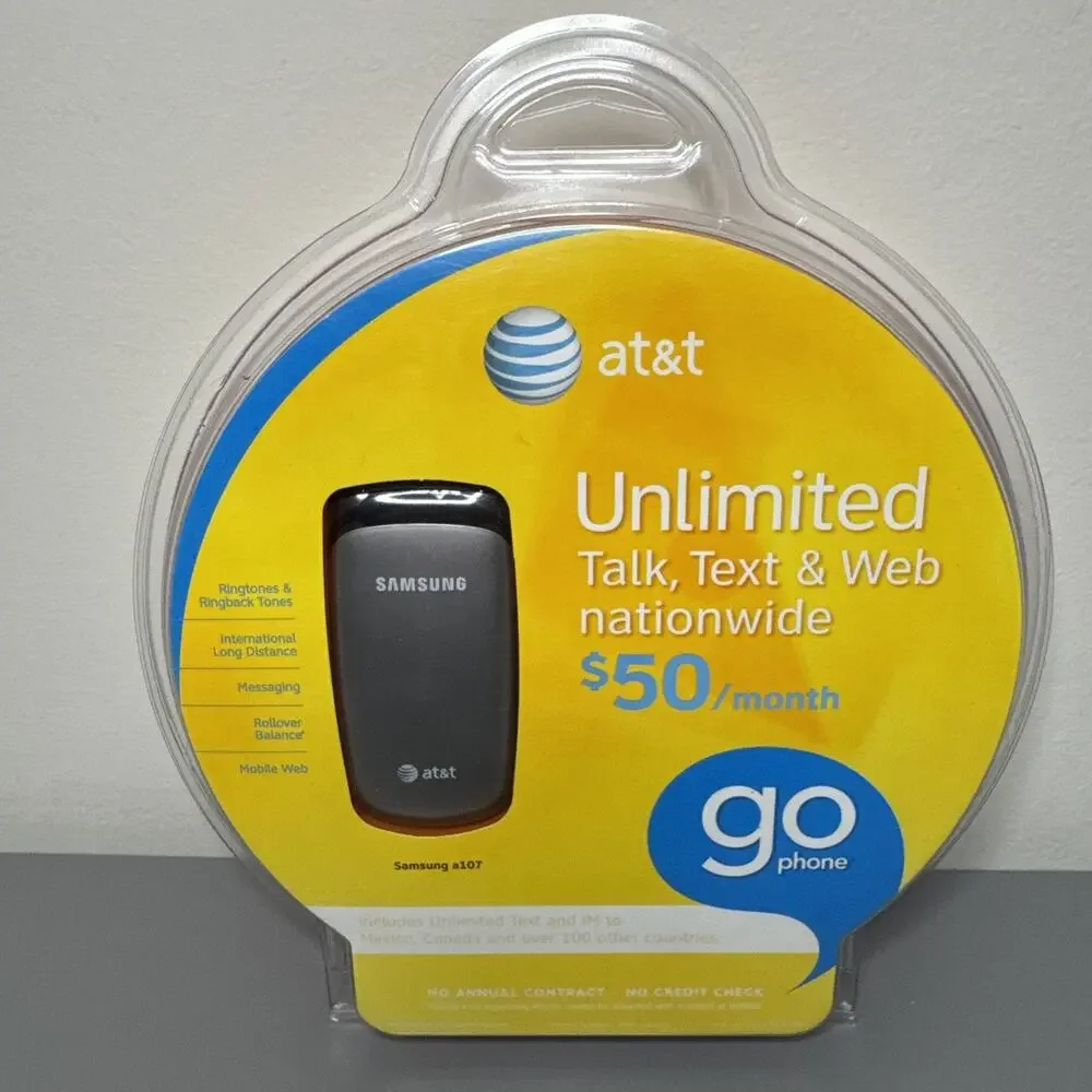 Samsung A107 AT&T Go Prepaid Mobile Flip Cell Phone-Brand New In Bubble Pack
