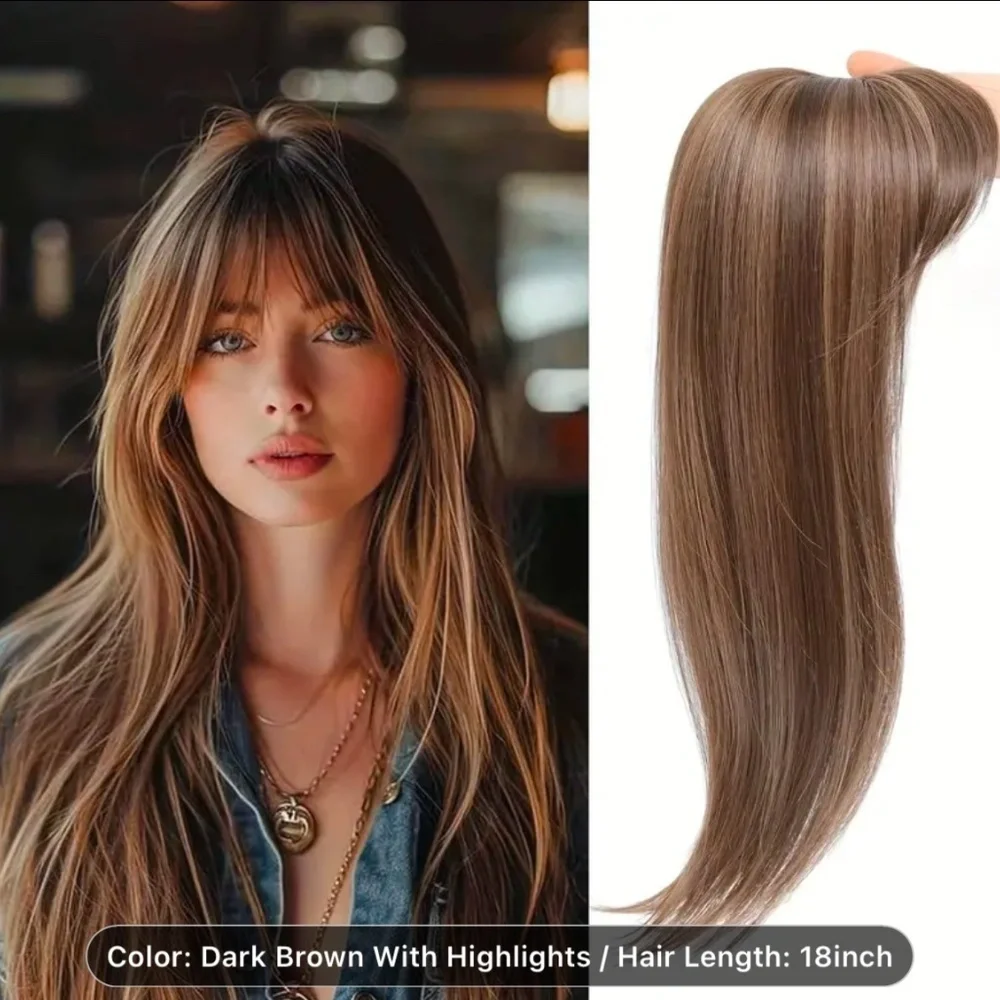 18” Ombré Hair  Bangs Topper Synthetic Low Density Silky Fibers.