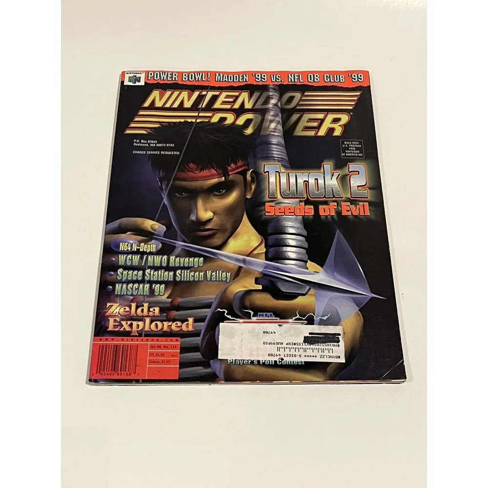 NINTENDO POWER MAGAZINE VOL 113 OCT 98 TUROK 2 , W/POSTER NO Comic or Inserts