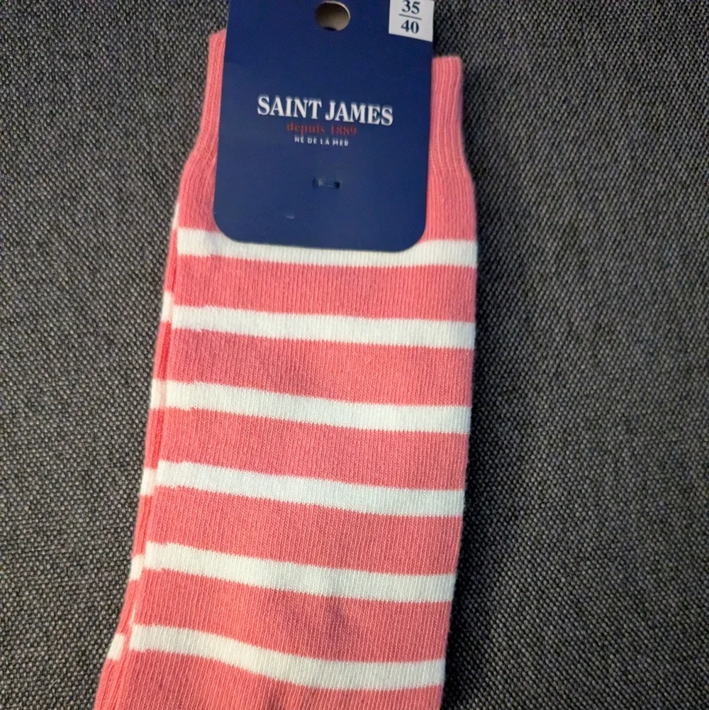 Saint James Coral and White Casual Socks