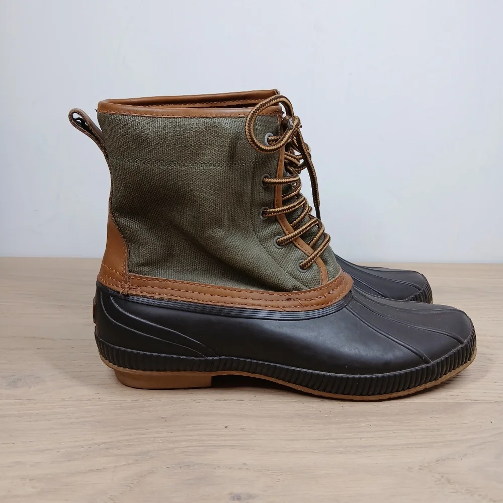 Tommy Hilfiger TMCollins Green Brown Duck Lace-Up Waterproof Winter Boots 1679