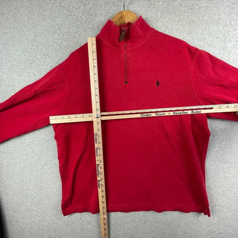 Vintage Polo Ralph Lauren Sweater XXL Red Quarter Zip Pony Cotton Pullover Prepp