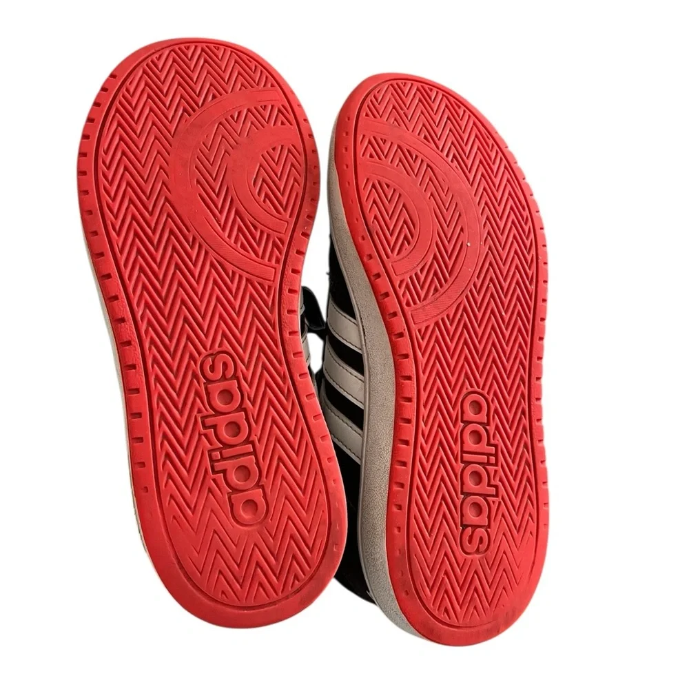 Adidas Hoops 2.0 Mid Sneakers Black‎ White Red | Youth Size 3