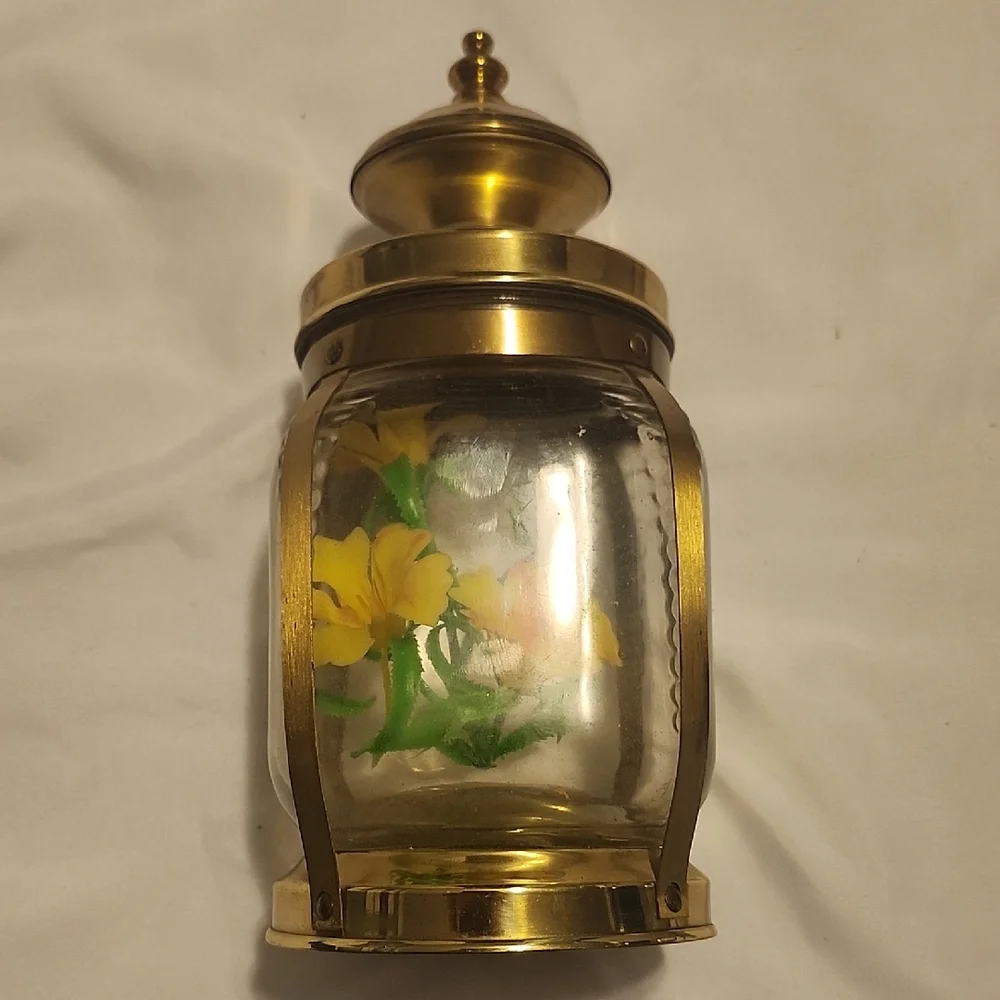Vintage Hazel-Atlas Brass and Glass Decorative Jar