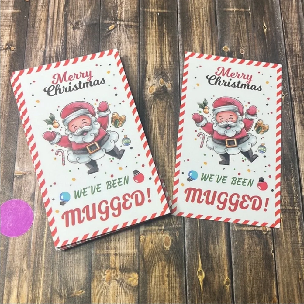 5for$10 Merry Christmas Santa we've been mugged! 20 Cards Party Favor Office Fun