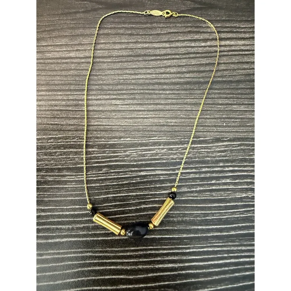 Vintage Napier Gold and Black Elegant Simple Necklace
