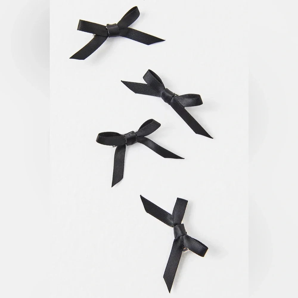 FREE PEOPLE Quincy Mini Bow Set Of 4 Black