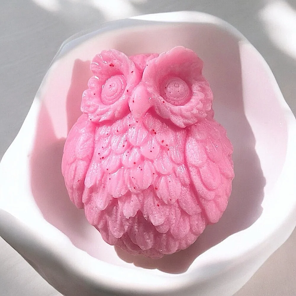 Apple SOAP owl handmade 3x2in 4oz shea butter & coconut oil based