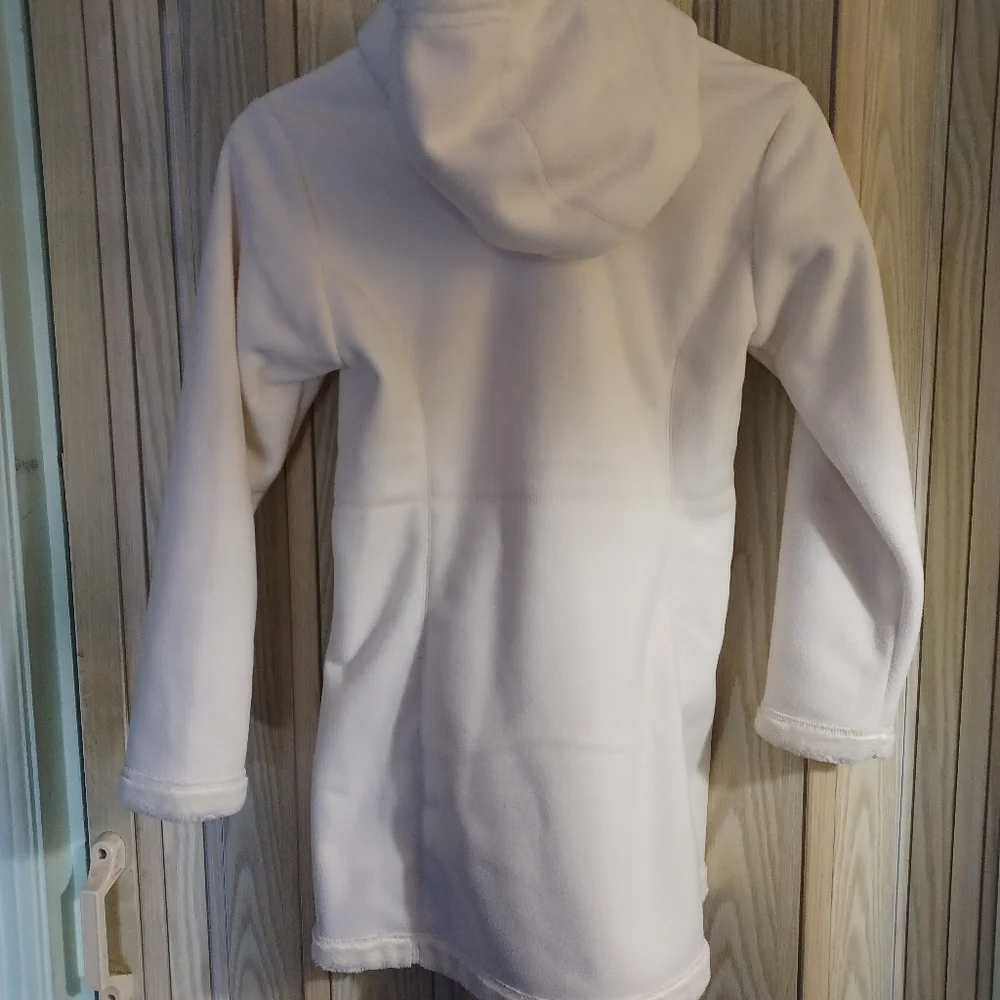 Lands' End girls Softest Fleece Jacket size Small 7/8 - Hooded - White