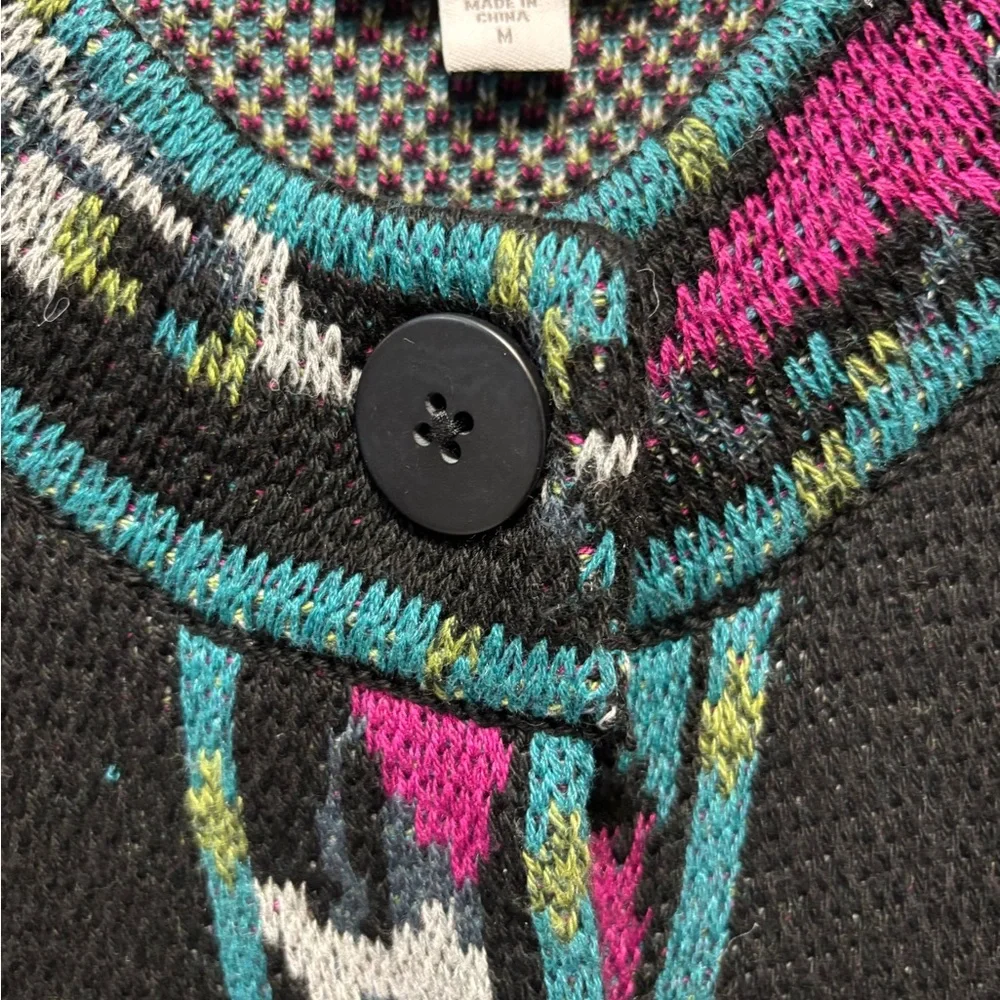 J. Jill Luxurious Black Multi Floral Jacquard Topper Size Medium