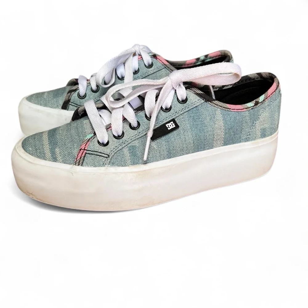 ⭐️ DC Manual Platform Denim Skate Casual Sneakers Women's Shoes Size 6.5 Vegan