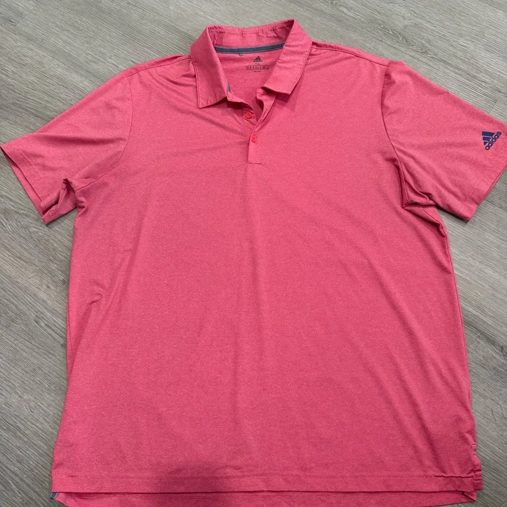 Adidas Men's Pink/Red Polo Shirt
