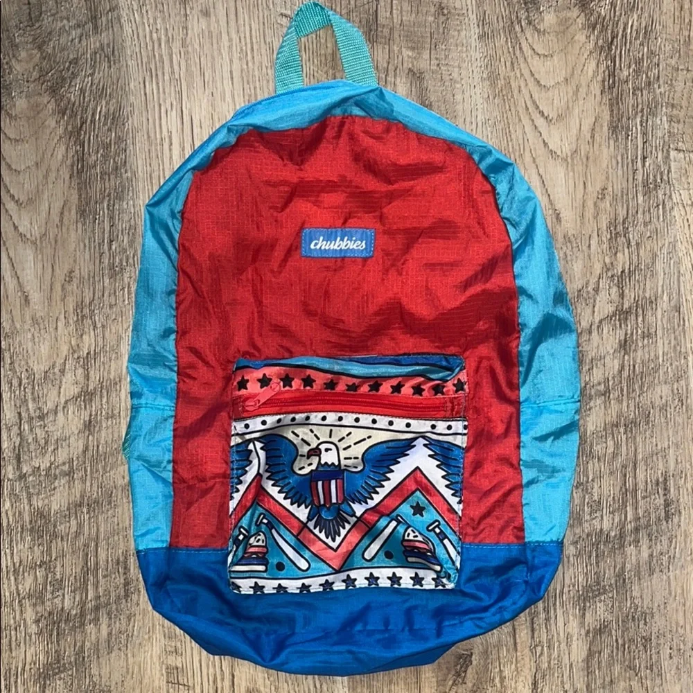 Chubbies Red and Blue Backpack with‎ Eagle Design
