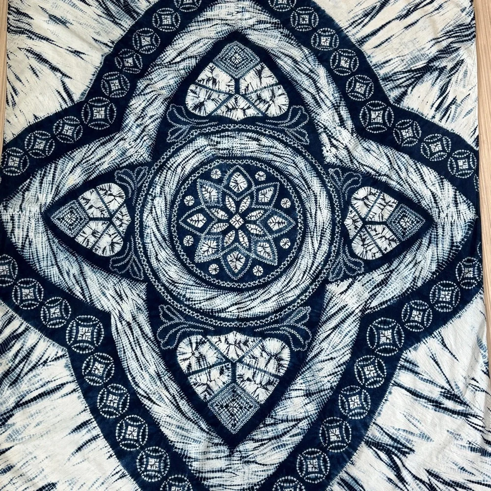 Japanese Blue and White Tie-Dye Shibori / Aizome Wall Tapestry / Tablecloth