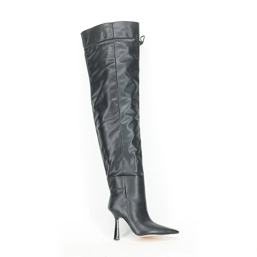 NWB Good American Carla Sleek Black Over-the-Knee Boots