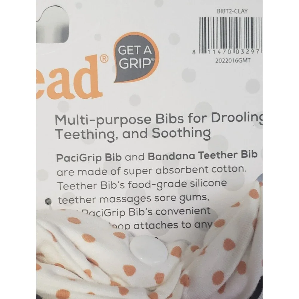 BooginHead Pacifier Binky Holder & Teether 2 Bib Bandana Snap Set Baby Boy