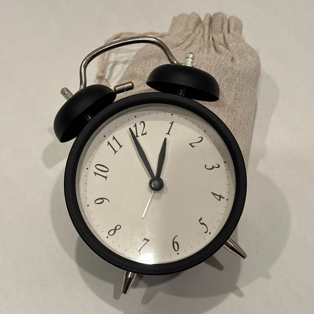 Classic Black Alarm Clock with White Face