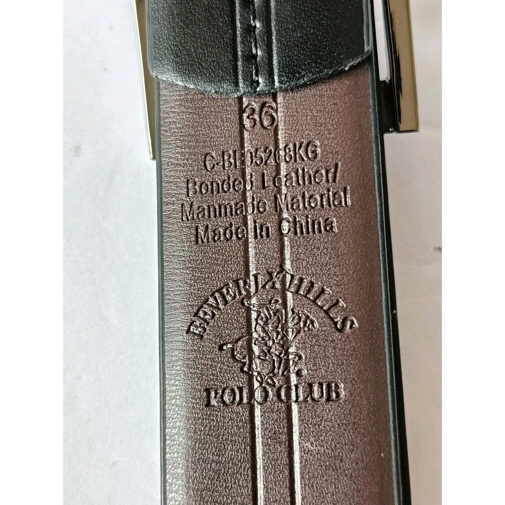 Beverly Hills Polo Club Belt Men's 36 Bonded Leather Black Adjustable