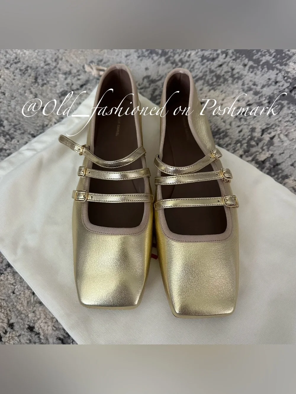 MANSUR GAVRIEL Lambskin Mary Jane Flats - Gold