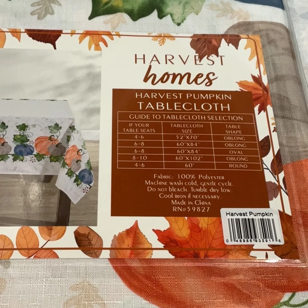 Harvest Pumpkin tablecloth 60” by 84”. Thanksgiving.