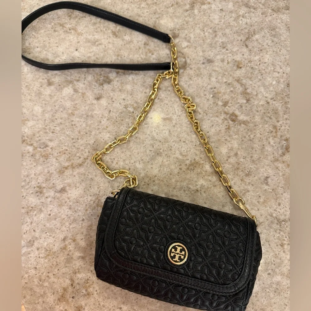 Tory Burch Bryant Quilted Black Crossbody Small Handbag
