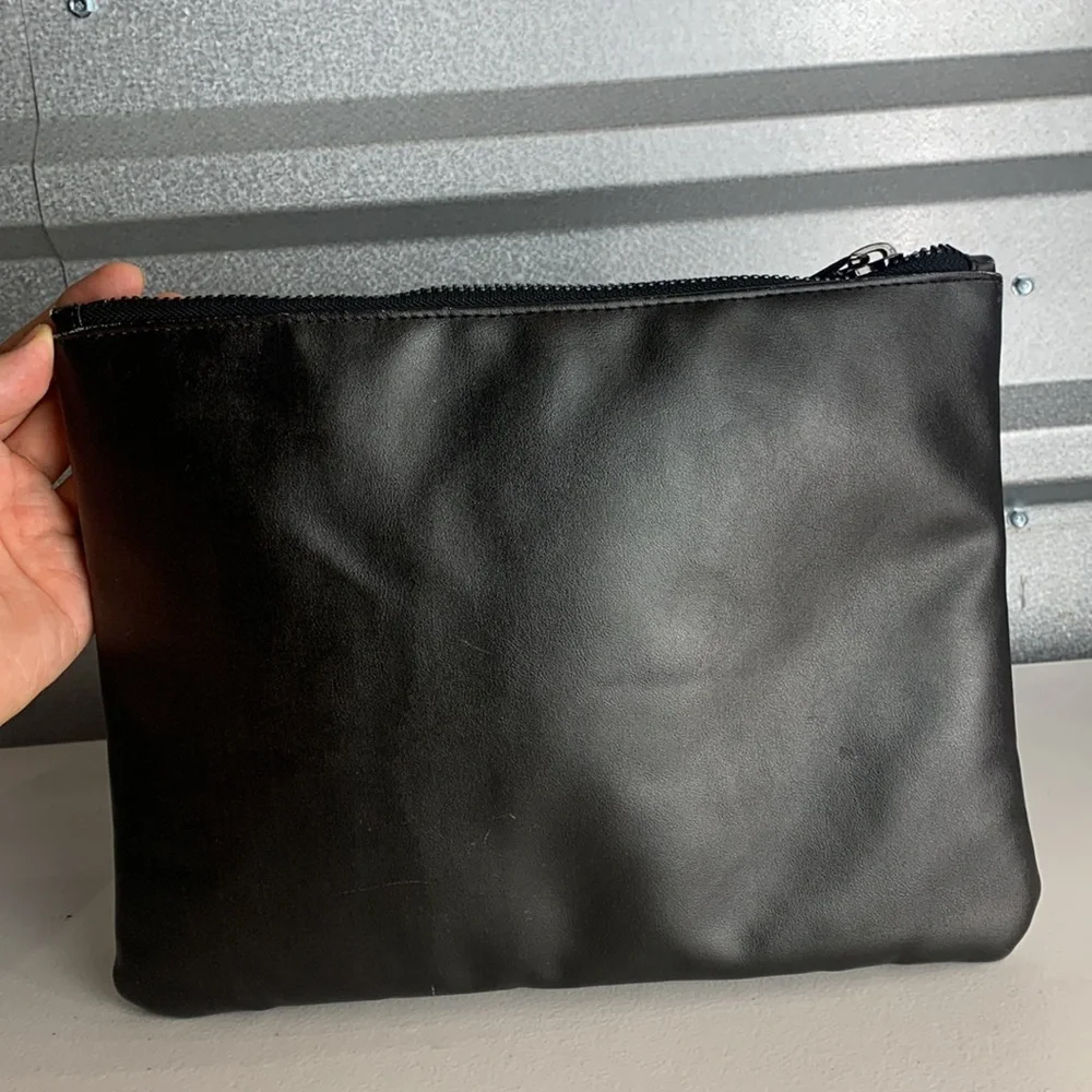Philipp Plein Clutch Bag Men’s L Rare Vintage Jaguar Print Black Leather Logo‎