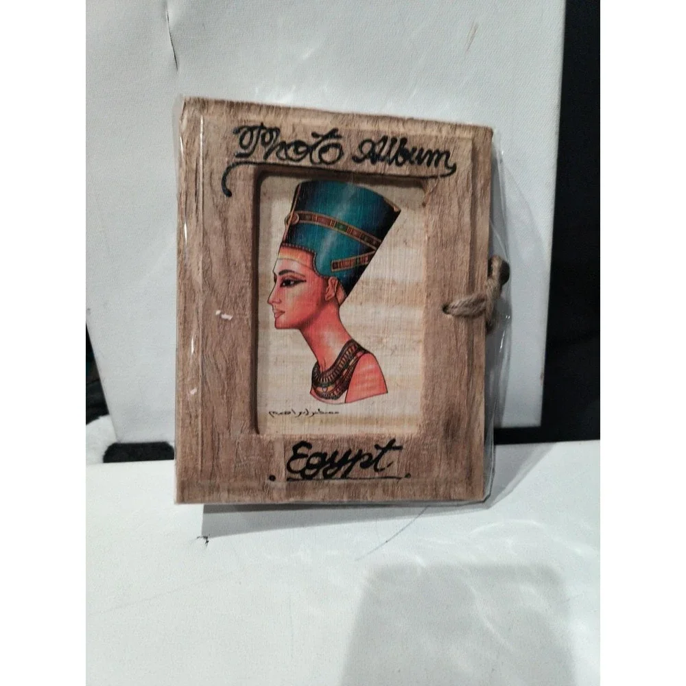 New Unique Handmade Africa Egyptian Woodish Photo Album Paper Pages 4x6 Sealed