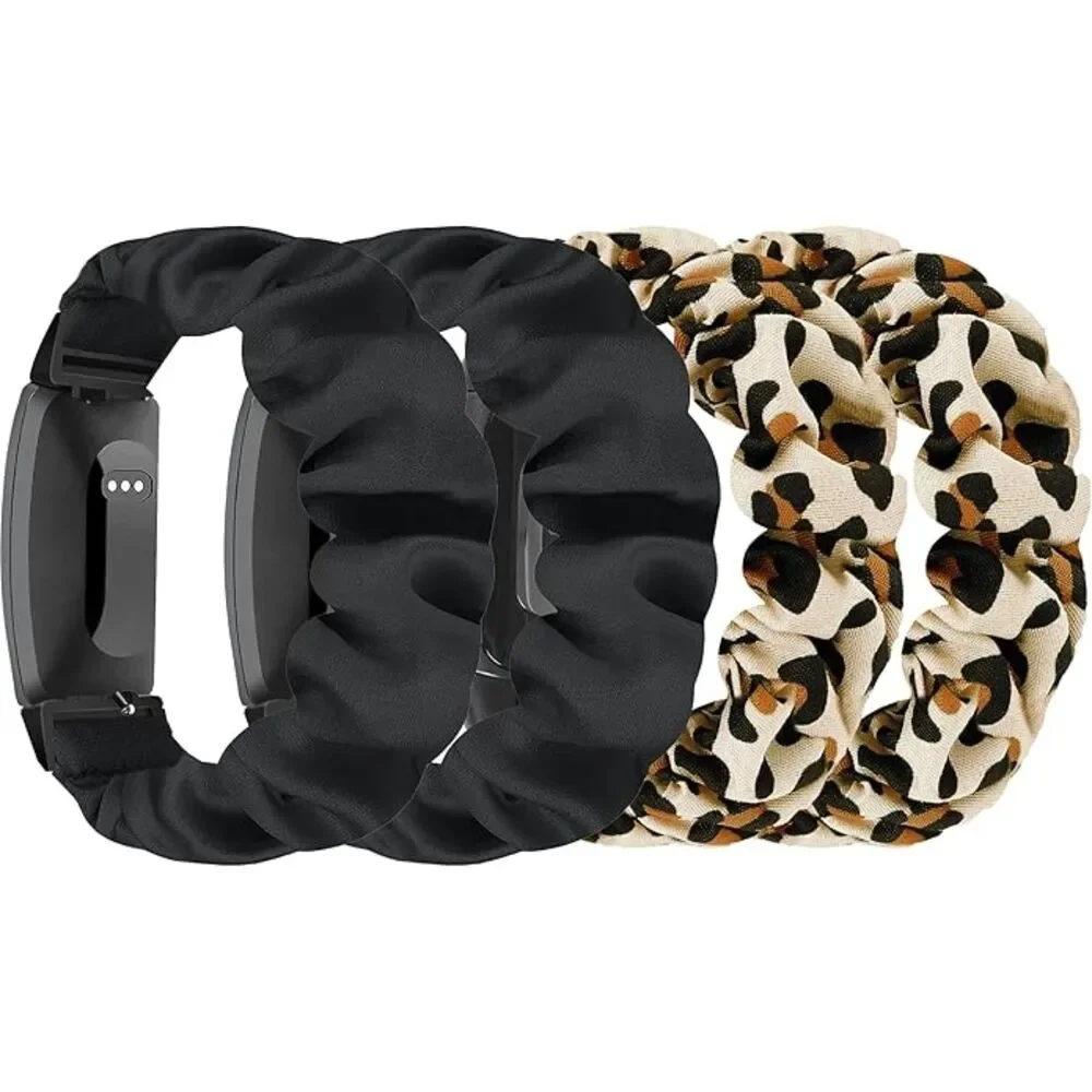 Stylish Black and Leopard Print Scrunchie Wristbands