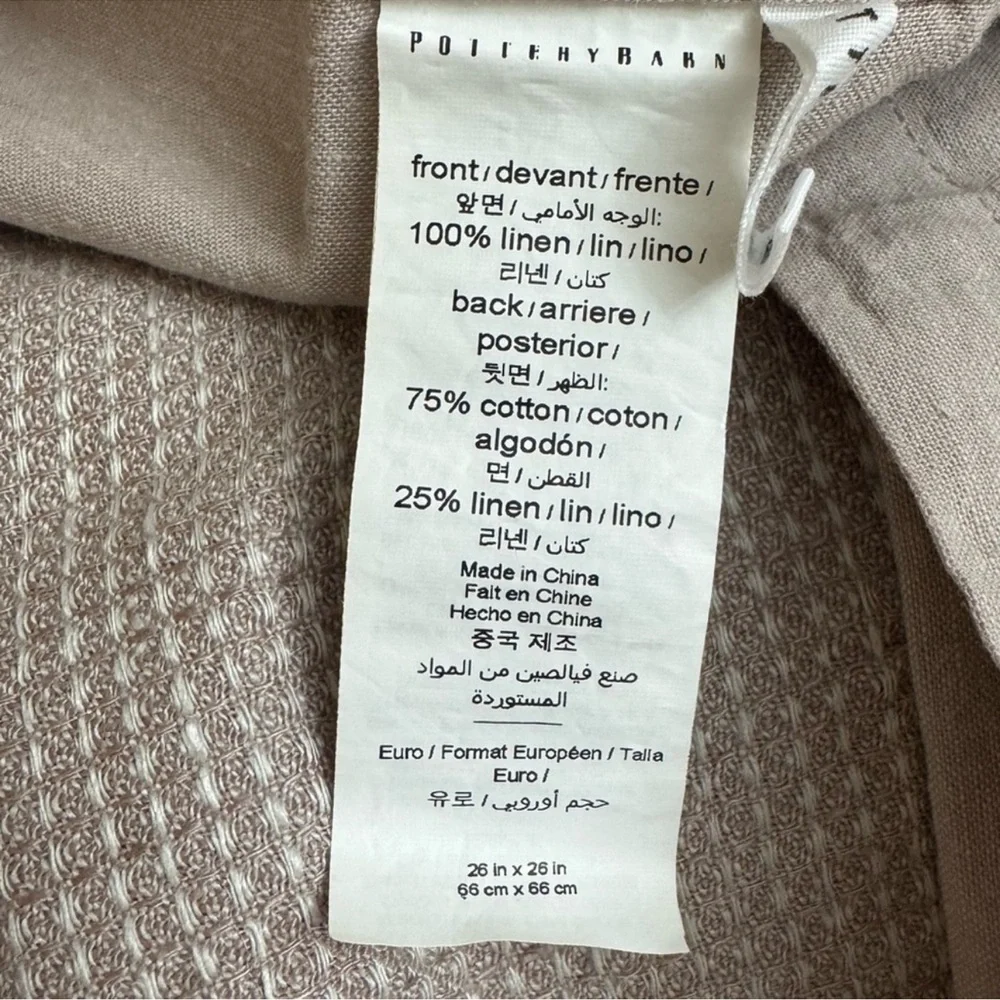 Pottery Barn Belgian Flax Linen Waffle Weave Euro Shams Set of Two