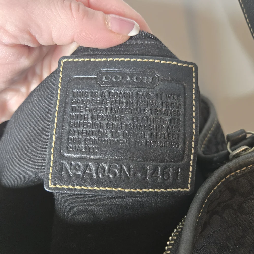 Coach Black Signature Jacquard Leather Trim Hobo Shoulder Bag A05N-1461