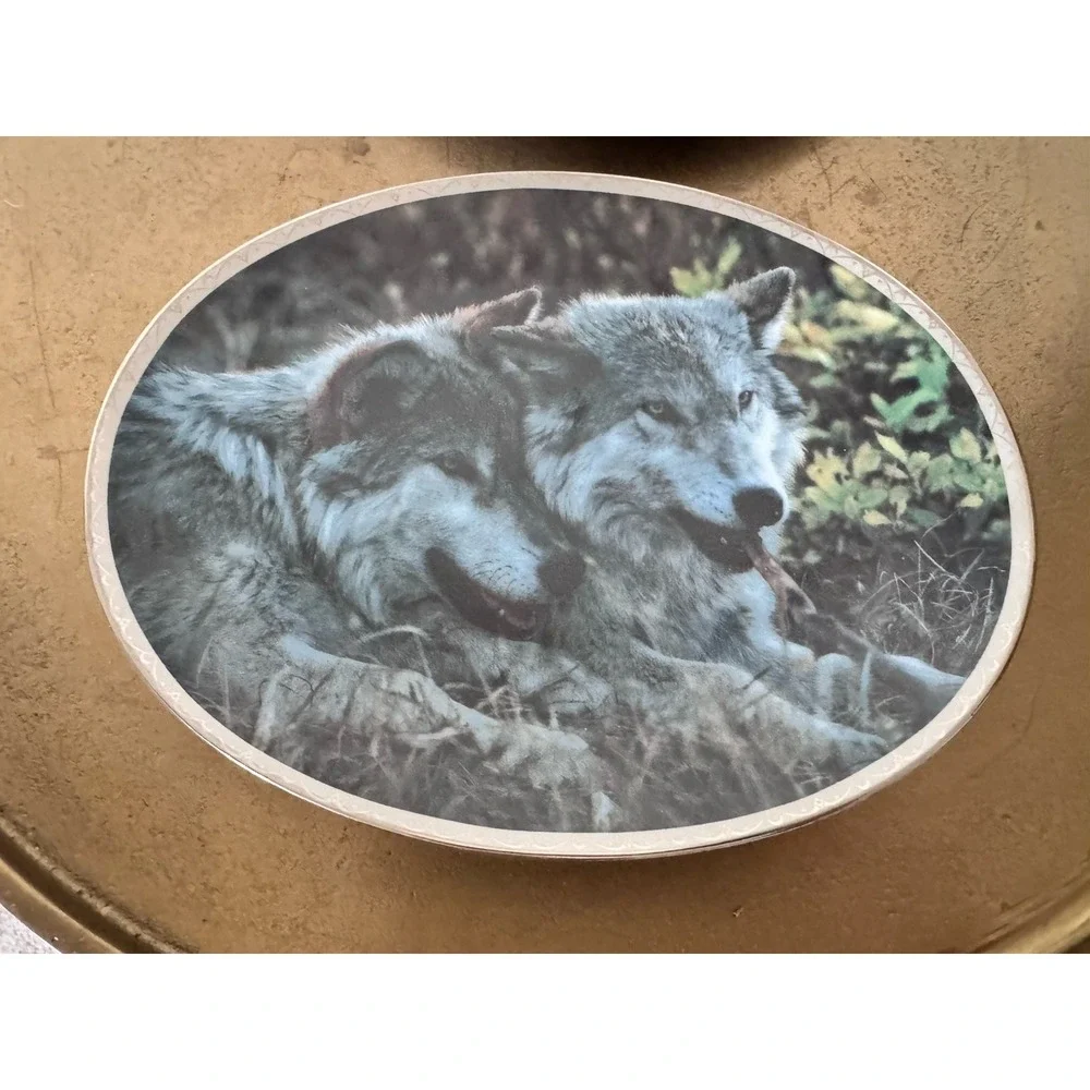 Set Of 3 Lot Plates Collectible Wolf Wolves Nature Bradford Exchange Collection