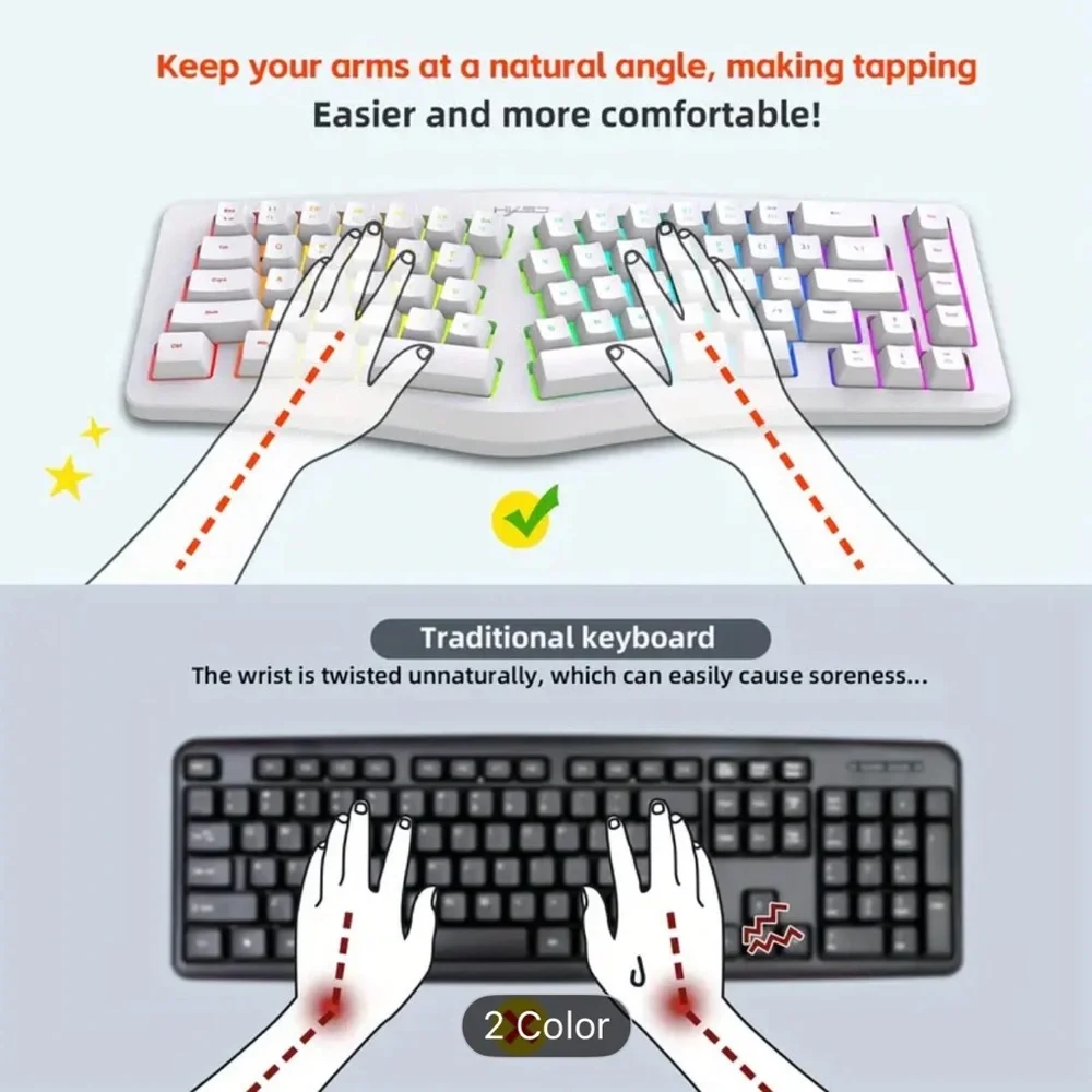 Ergonomic Rainbow Keyboard