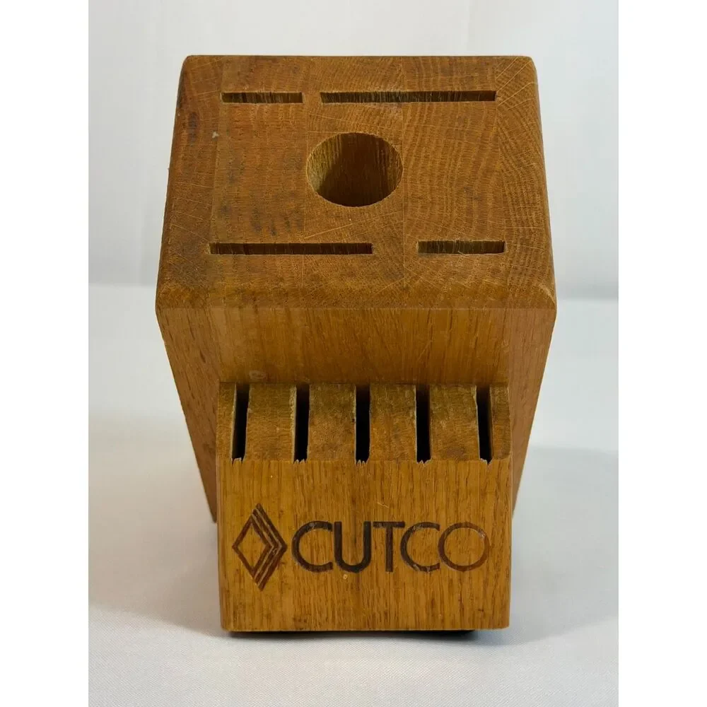 Cutco Homemaker Solid Honey Oak Wood 10-Slot Knife Block Made In USA Kitchen