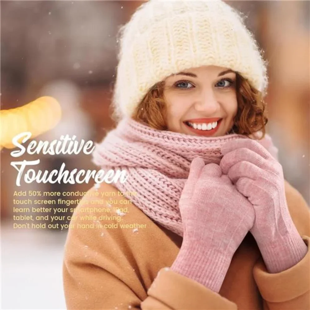 4 Pairs Winter Gloves Women Men Cold Weather Valentines