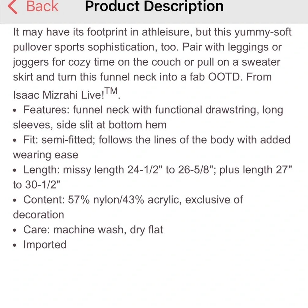 Isaac Mizrahi funnel neck