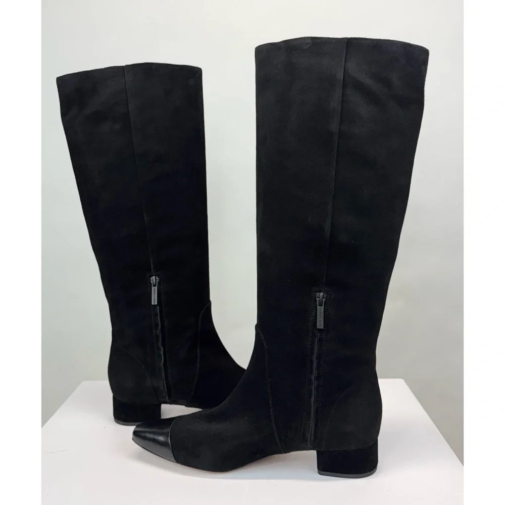 New Veronica Beard Cecile Suede Tall Boot Black Sz 9.5