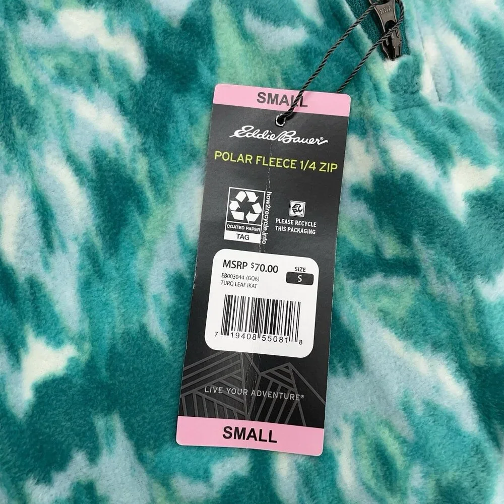 Eddie Bauer 1/4 Zip Polar Fleece Pullover Jacket Leaf Green Womens S