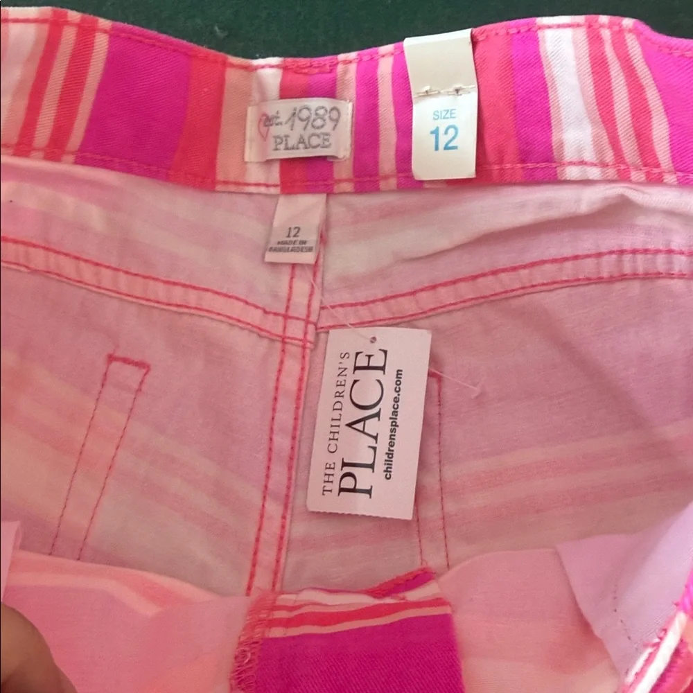 The Children's Place Pink and White Striped Shorts