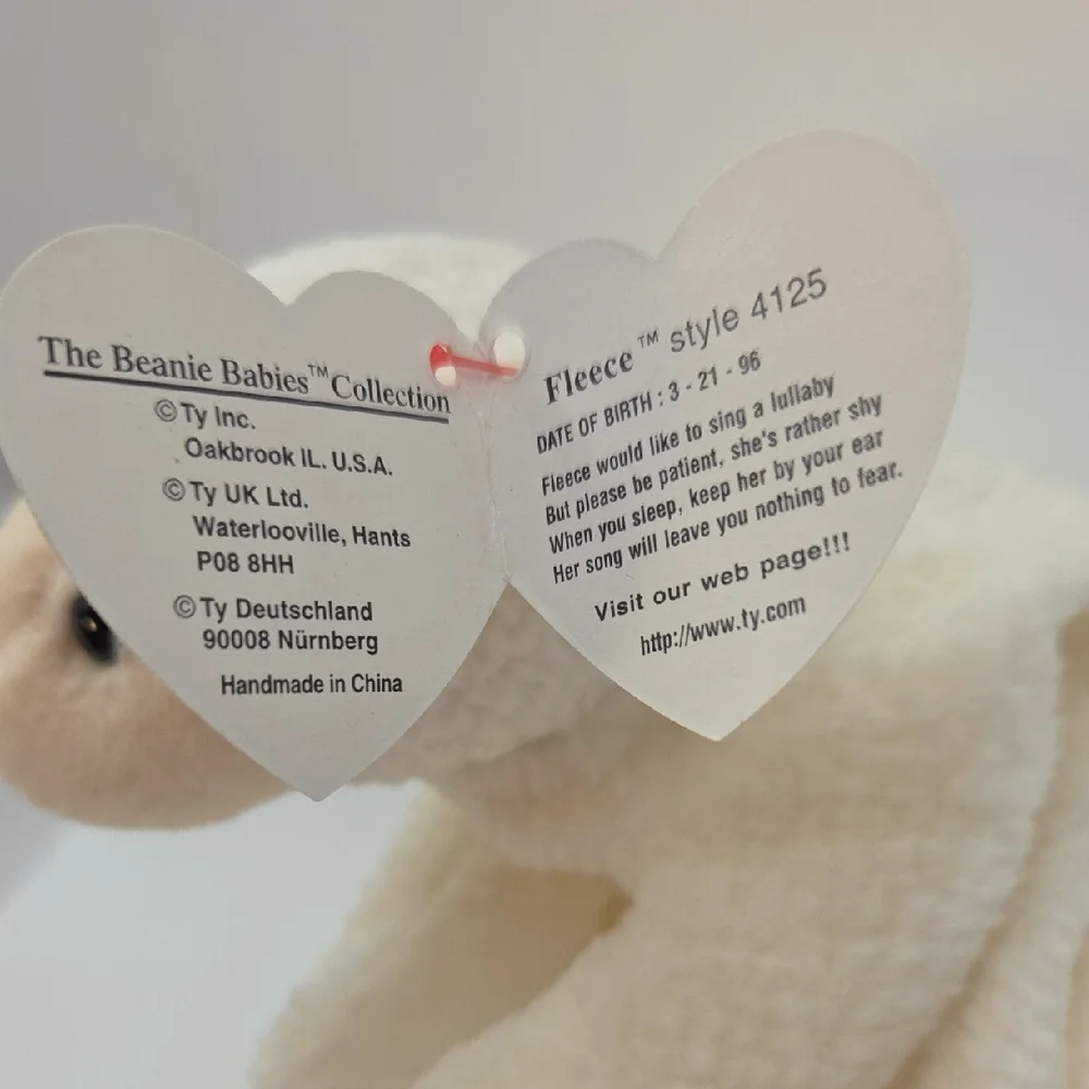 Ty Beanie Babies Spring Pair Squeeler The Pink Pig 1993 + Fleece The White Lamb