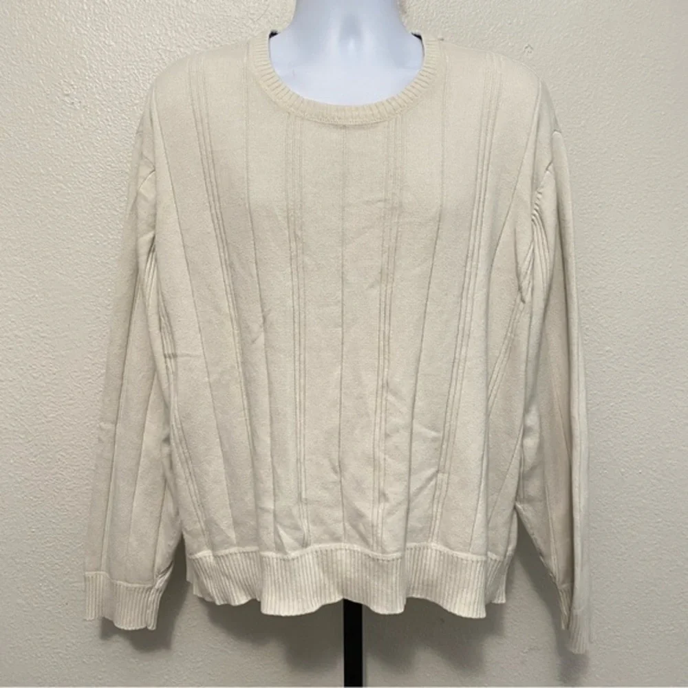 Men's Heavyweight Cream Cotton Sweater XL Preppy Academia Tennis‎ Prep Capsule