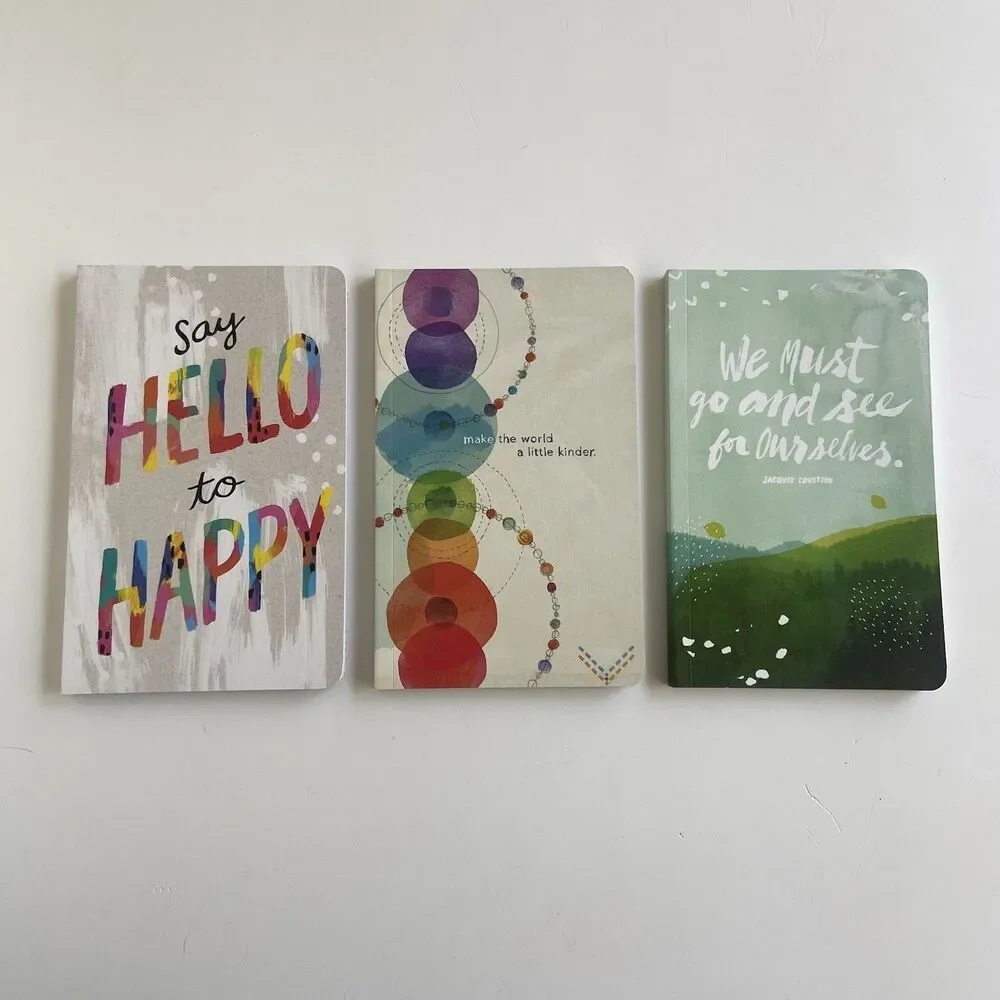 3PCS Compendium Softcover Journal Notebooks Illustrated Quotes Lined Pages NEW