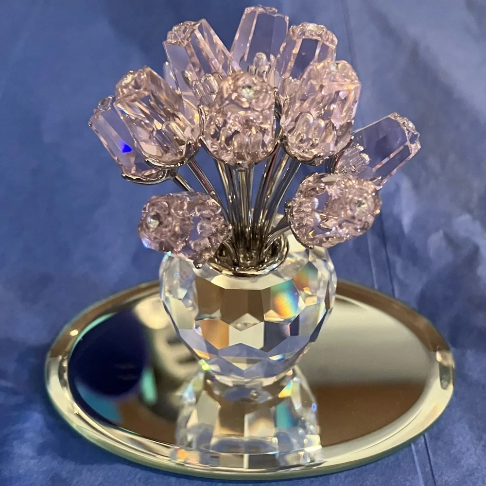 Swarovski Crystal Floral Display - Silver and Pink