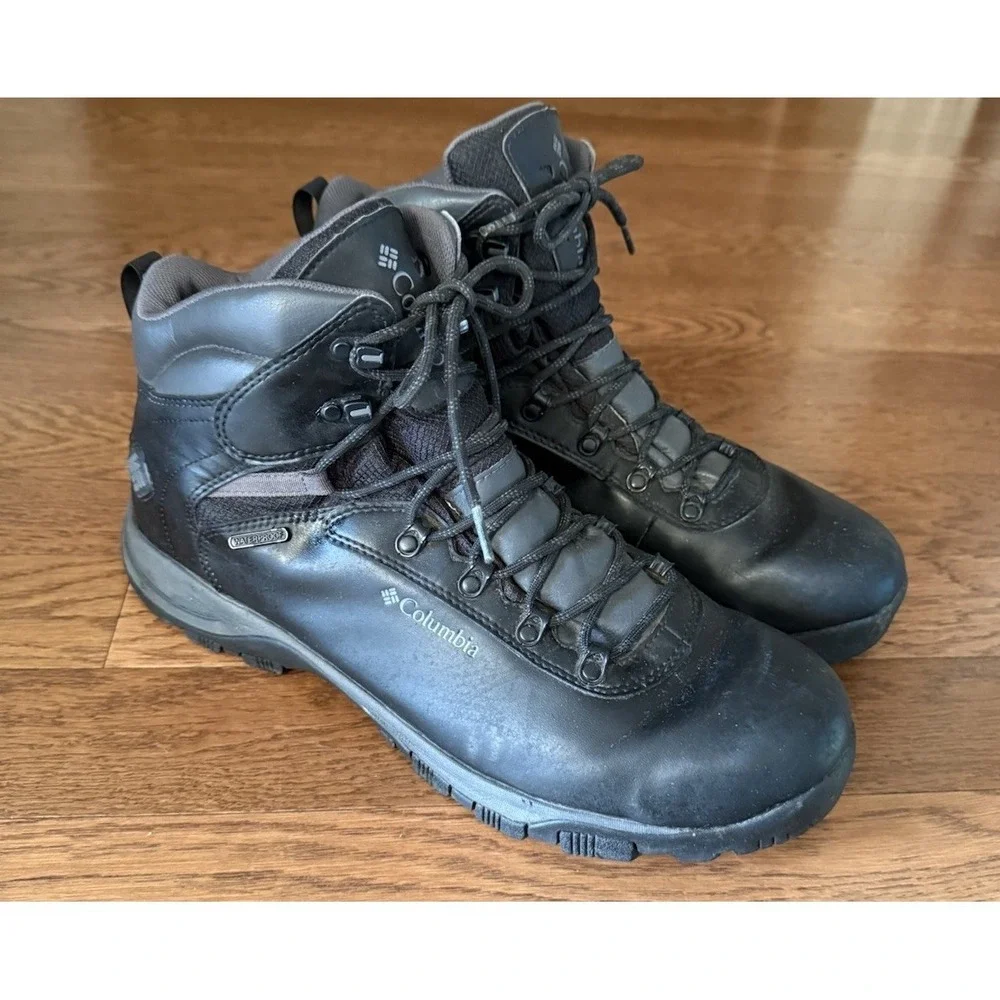 Columbia Newton Ridge Plus Hiking Trail Boots Black Leather Waterproof Mens 14