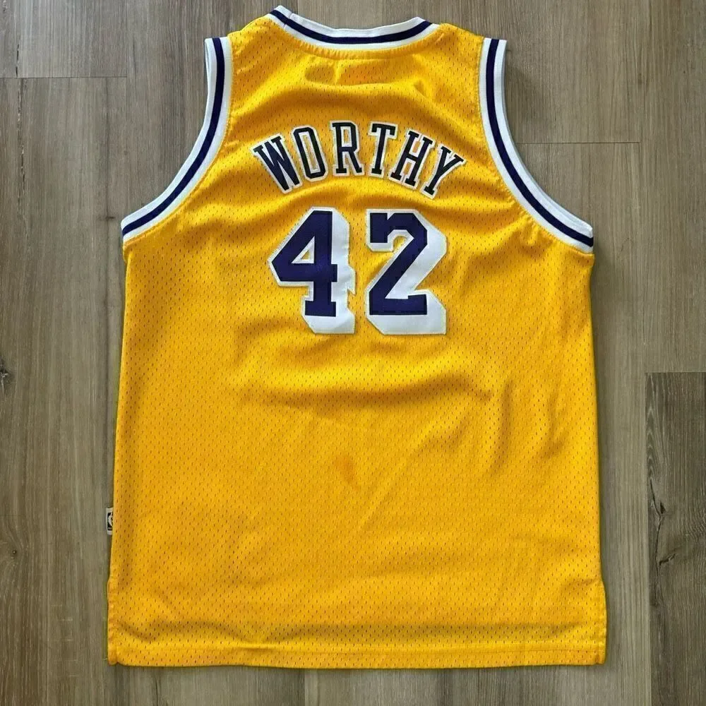Adidas NBA Retired Jersey LA Lakers James WORTHY #42 Yellow USA Youth Large +2