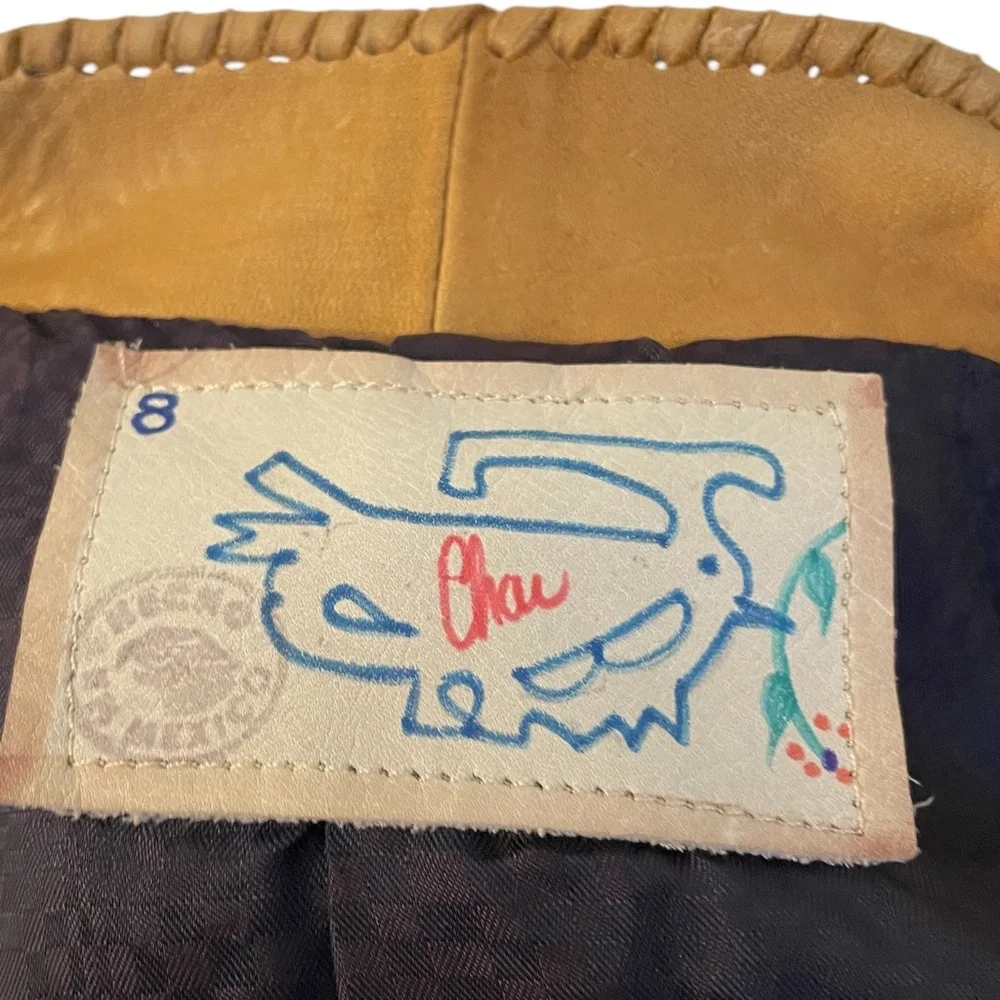 Vintage Handcrafted Custom Made Char Of Mexico Women's‎ Leather Suede Jacket XS