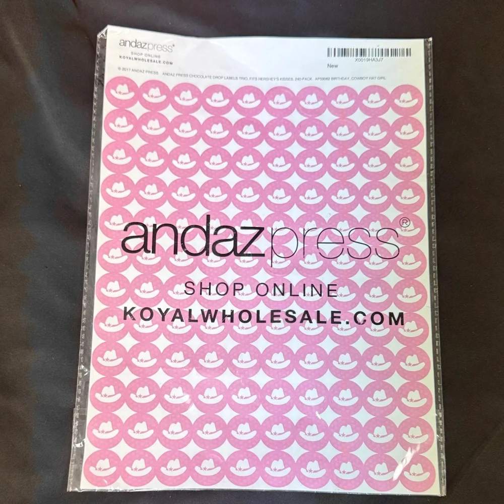 Andaz Press Pink Chocolate Drop Labels Trio fits Hershey’s Kisses Stickers 240 p