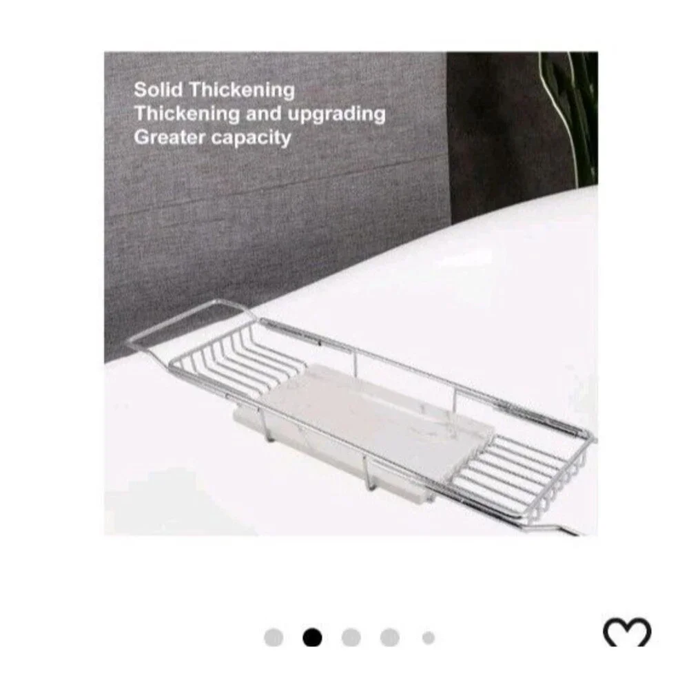 Expandable Stainless Steel/Marble Bathtub Caddy Tray, European Style,...