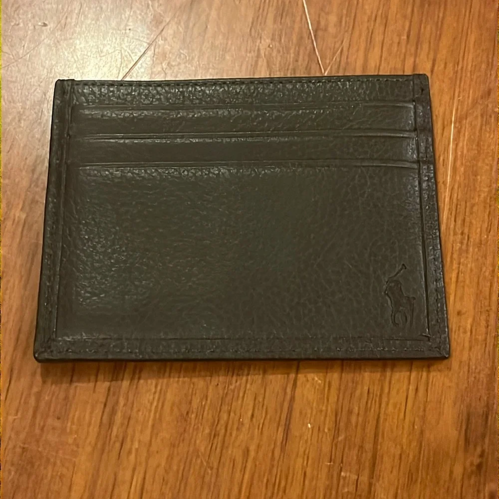 Polo Ralph Lauren Card Case Olive Green new Wallet Leather Mens